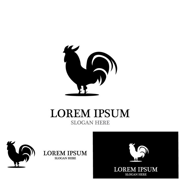 Disegno del modello dell'illustrazione vettoriale dell'icona del logo isolato del gallo
