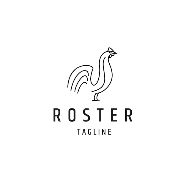 Rooster lijn logo pictogram ontwerpsjabloon