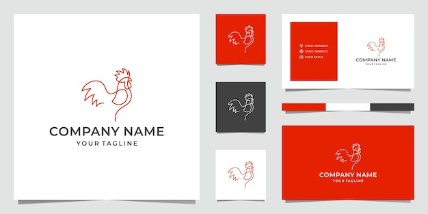 Rooster line art logo design