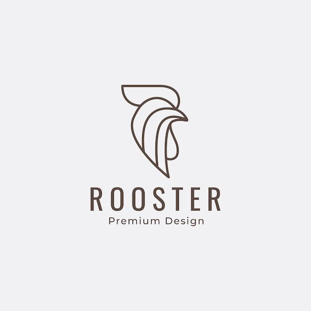 Rooster line head logo design vector graphic icon symbol illustration