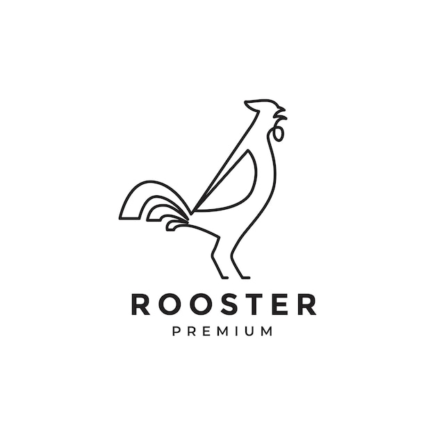 Rooster line logo design minimal vector graphic illustration