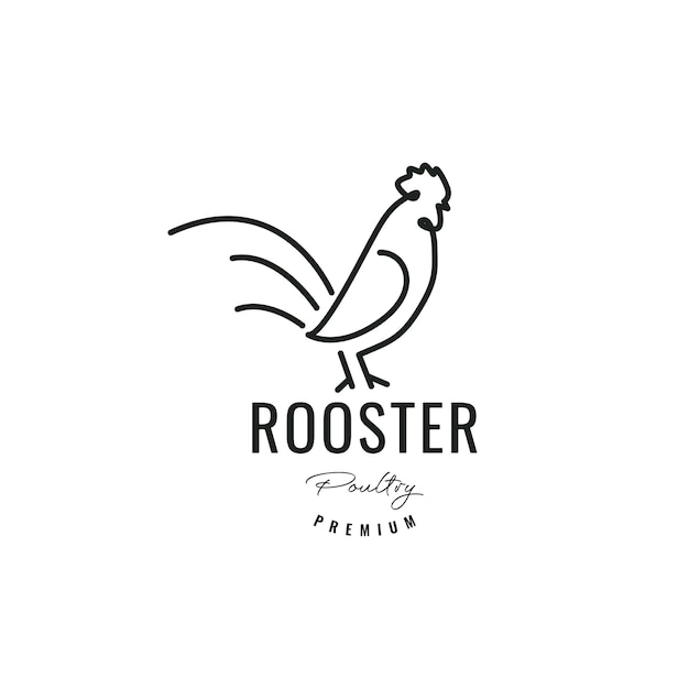 Rooster line minimalist logo design