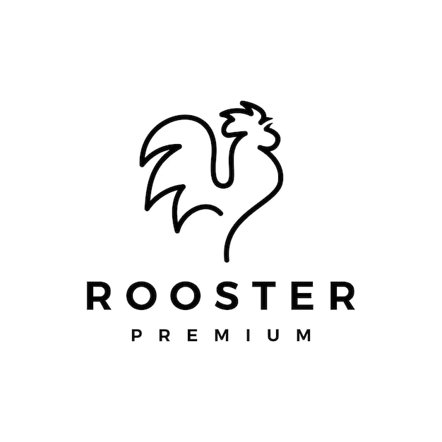 Vector rooster line outline monoline logo