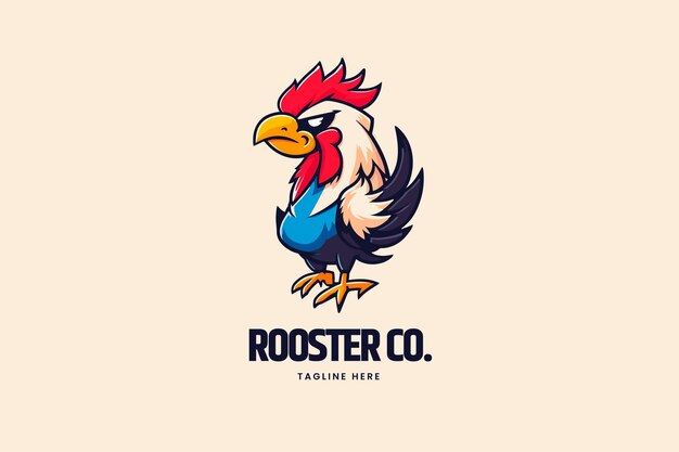 Vector rooster logo character design business brand