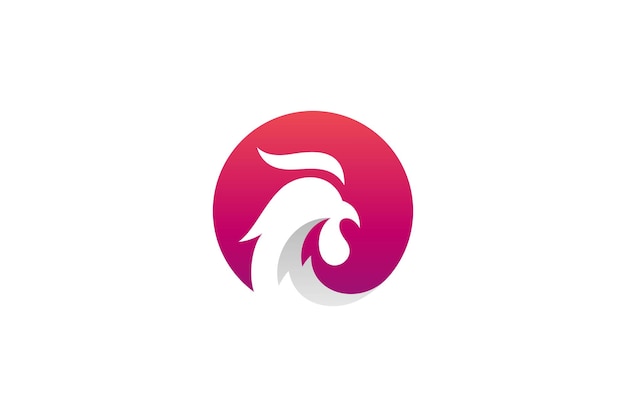 Rooster logo in circle shape in flat design style