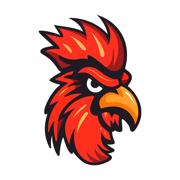 Rooster logo design Cute rooster head Image of a rooster in flat style