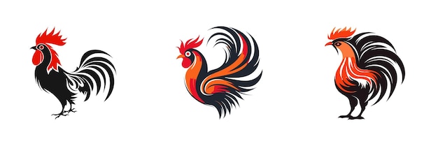 Rooster logo set Vector illustration