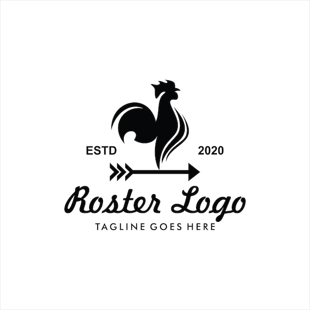 Vector rooster logo vector arrow icon illustration rooster emblem or logo template vintage