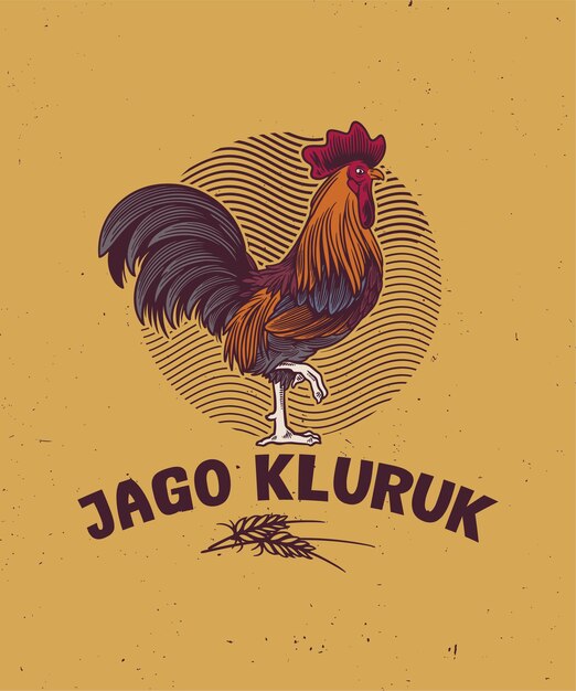 Rooster logo elementi di produzione vintage rooster vector illustration butcher company