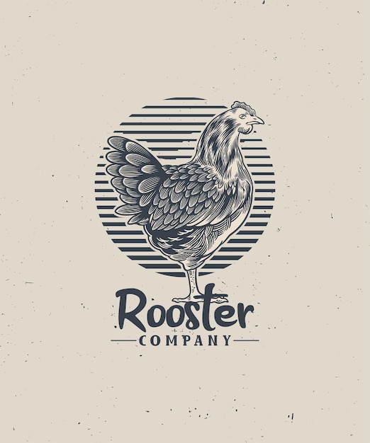 Rooster logo vintage product elements rooster vector illustration butcher company black and white