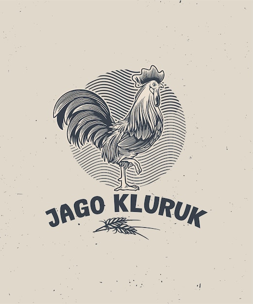 Vector rooster logo vintage product elements rooster vector illustration butcher company black and white