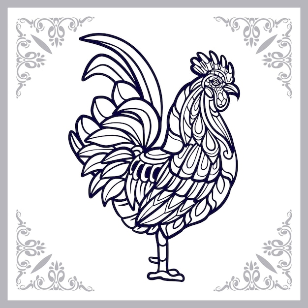 Vector rooster mandala arts isolated on white background