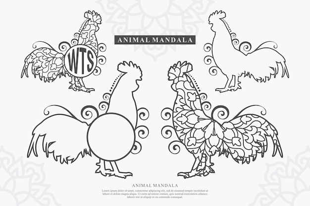 Rooster mandala boho style