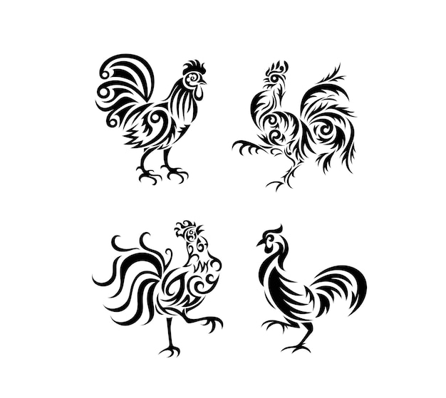 Vector rooster ornament art vector design