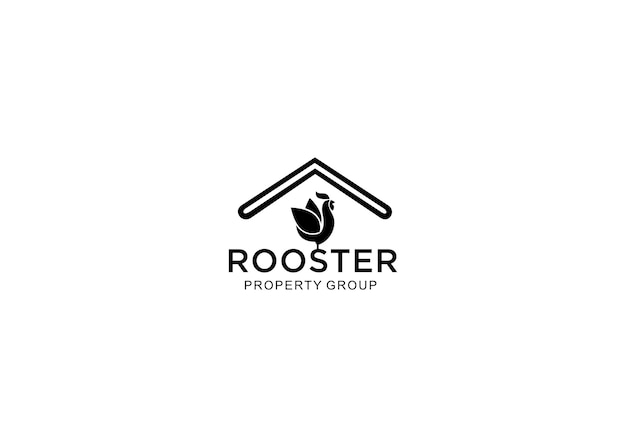 rooster property group logo design vector illustration