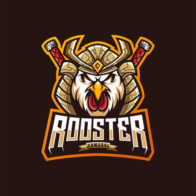 Vector rooster samurai mascot logo design