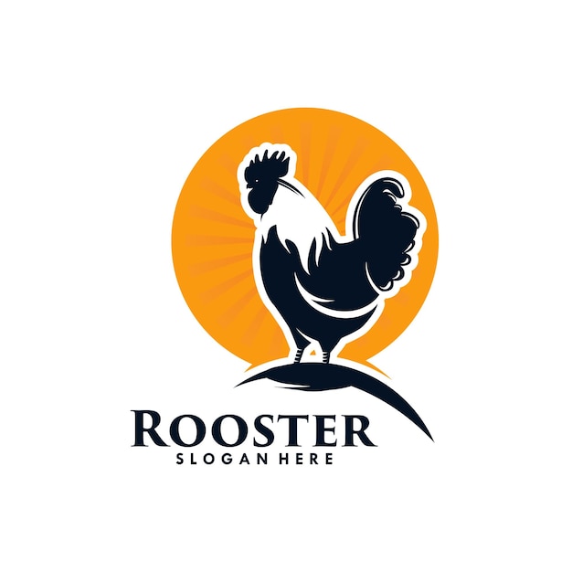 Vector rooster silhouette logo design template