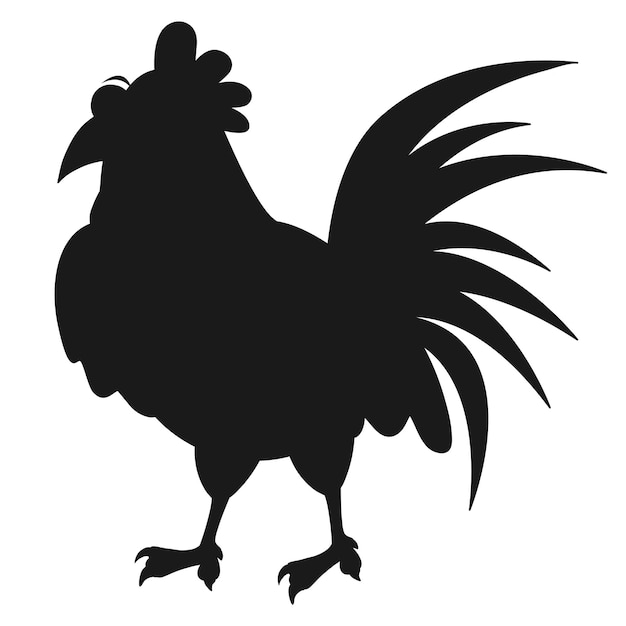 Vector rooster stencils drawings silhouettes flat vector