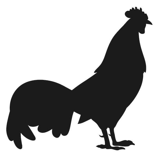 Rooster Stencils Drawings Silhouettes flat vector