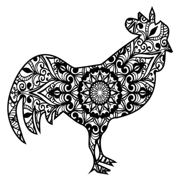 Premium Vector | A rooster with a flower pattern on it