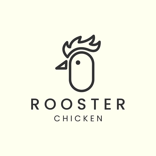 Rooster with line art style logo vector icon design chicken animal template illustration