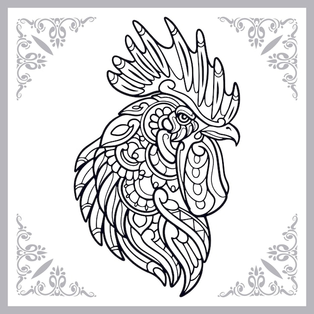 Rooster zentangle arts isolated on white background