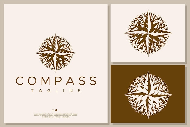Root Compass logo ontwerp branding. Vintage kompas natuur logo vectorafbeelding.