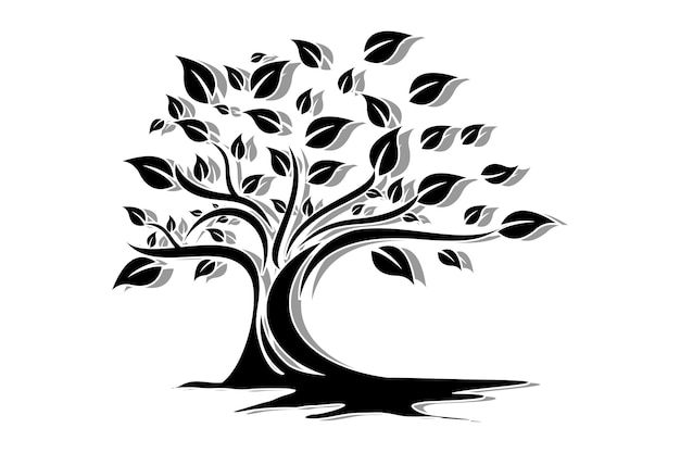 Корень дерева иллюстрации логотип. векторный силуэт дерева.