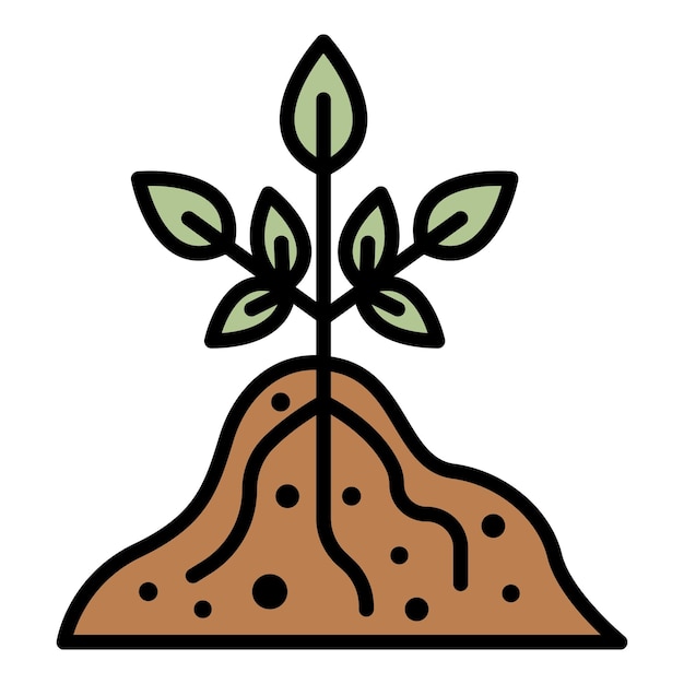 Vector root plant icon outline root plant vector icon color flat isolated