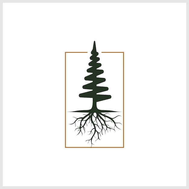 Vettore illustrazione del logo della radice dell'albero silhouette vettoriale di un albero