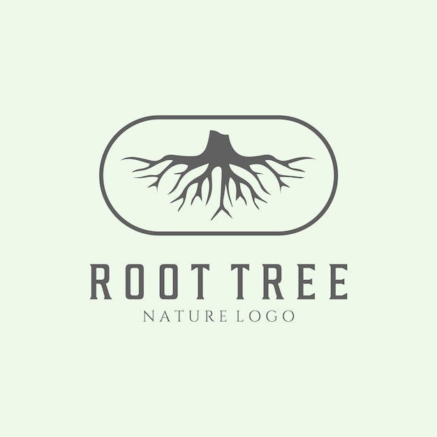 Root tree minimalist logo vintage design badge