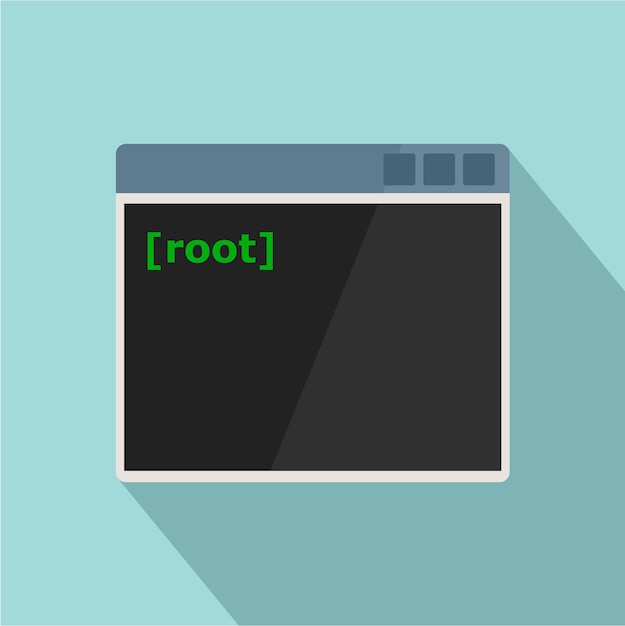 Root vensterpictogram Vlakke afbeelding van root venster vector pictogram voor webdesign