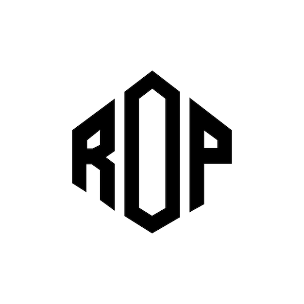 벡터 다각형 모양의 rop 글자 로고 디자인 (rop 다각형 및 큐브 모양 로고 디자인) rop 육각형 터 로고 템플릿 (백색과 검은색) rop 모노그램 비즈니스 및 부동산 로고