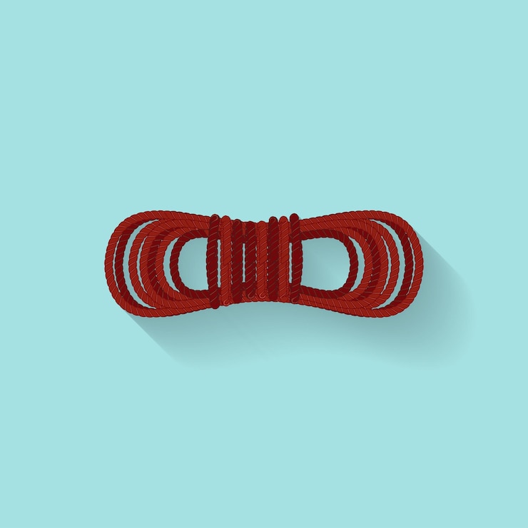 Vector rope in a flat style travel and hiking vector illustration