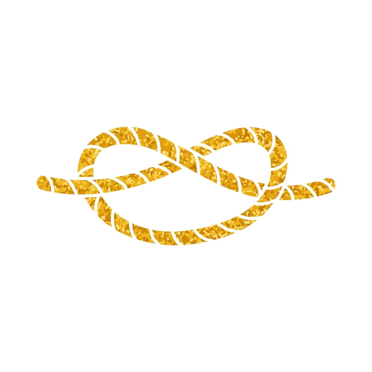 Vector rope knot drawing in gold color style