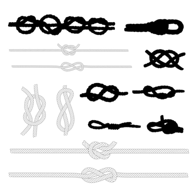 Rope knot vector Nautical Rope Knot Vector Set EPS Digital Design for Maritime and Decorative file