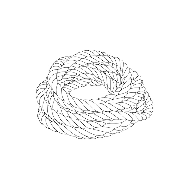 Rope Knots Borders Black Thin Line art Design Element Vector illustration of Rope Knot