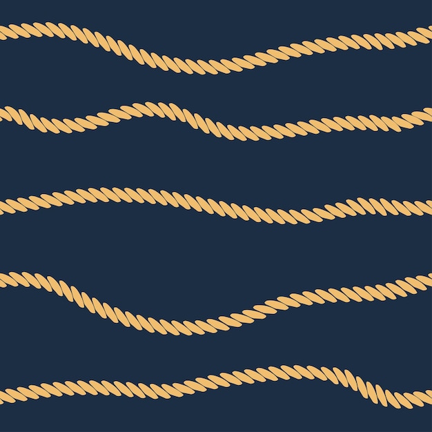 ロープラインのシームレスパターン。マリンロープストライプの背景。ベクトルイラスト。