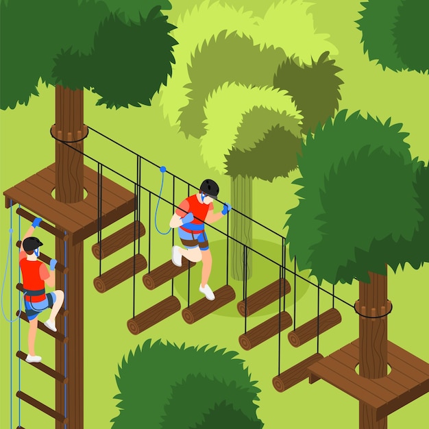 Rope Park Isometric Illustration