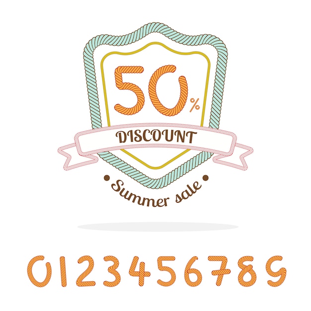 Vector rope sale badge logo,bonus : 0-9 number for made sale percent by yourself,marketing element