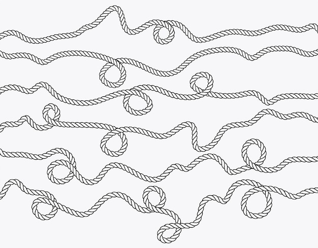 Vector rope set on white background.