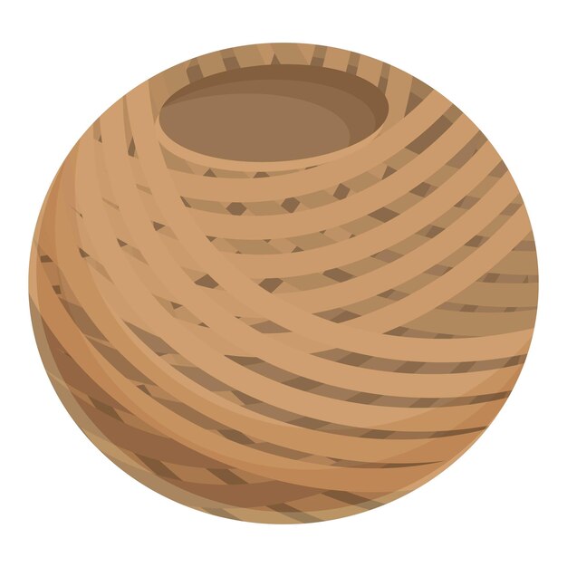 Icona del vaso di corda vettore cartone animato cavo con nodo cavo decorativo
