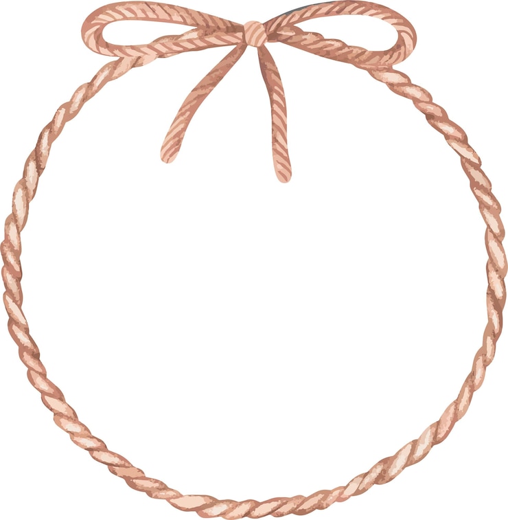 Vector rope wreath and a bowwatercolor illustration