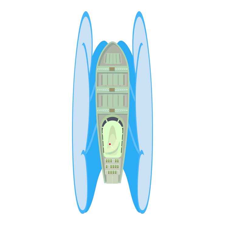 Vector roro ship icon isometric vector large modern cargo ship and ocean wave icon cargo boat water transport top view