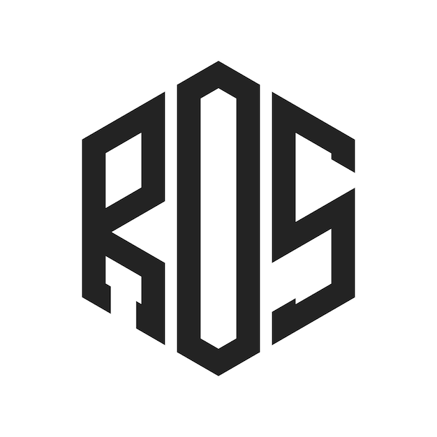 ROS Logo Design Initiële letter ROS Monogram Logo met behulp van zeshoekige vorm