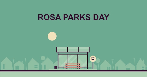 Роза парков день фон Дизайн с автобусной станцией