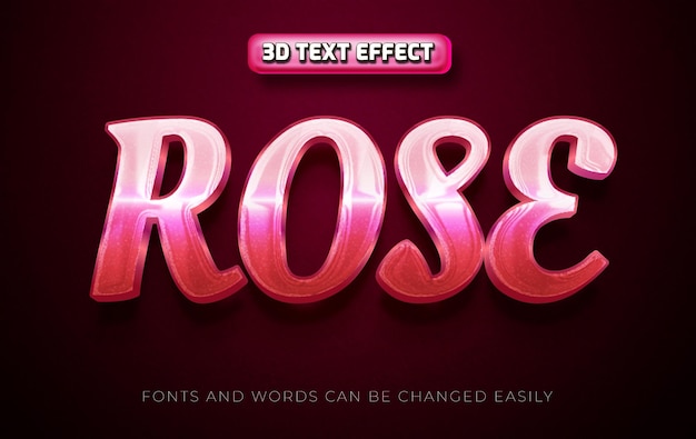 Шаблон редактируемого текстового эффекта rose 3d