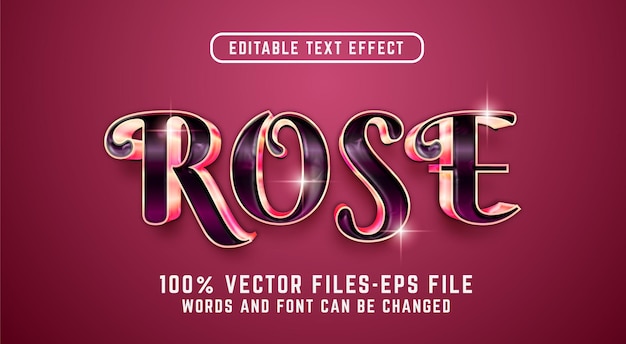 Rose 3d luxury text effect. editable text effect premium vectors