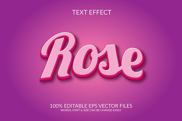 Rose 3D Vector Eps bewerkbare teksteffectsjabloon