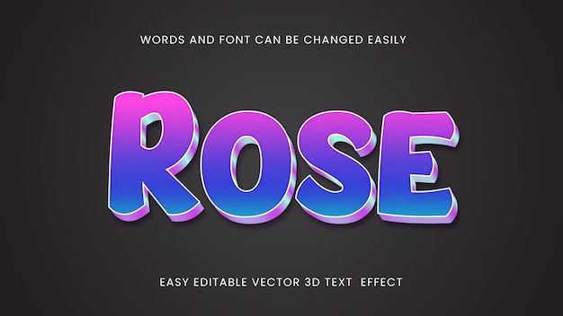 Rose 3d vector teksteffectstijl